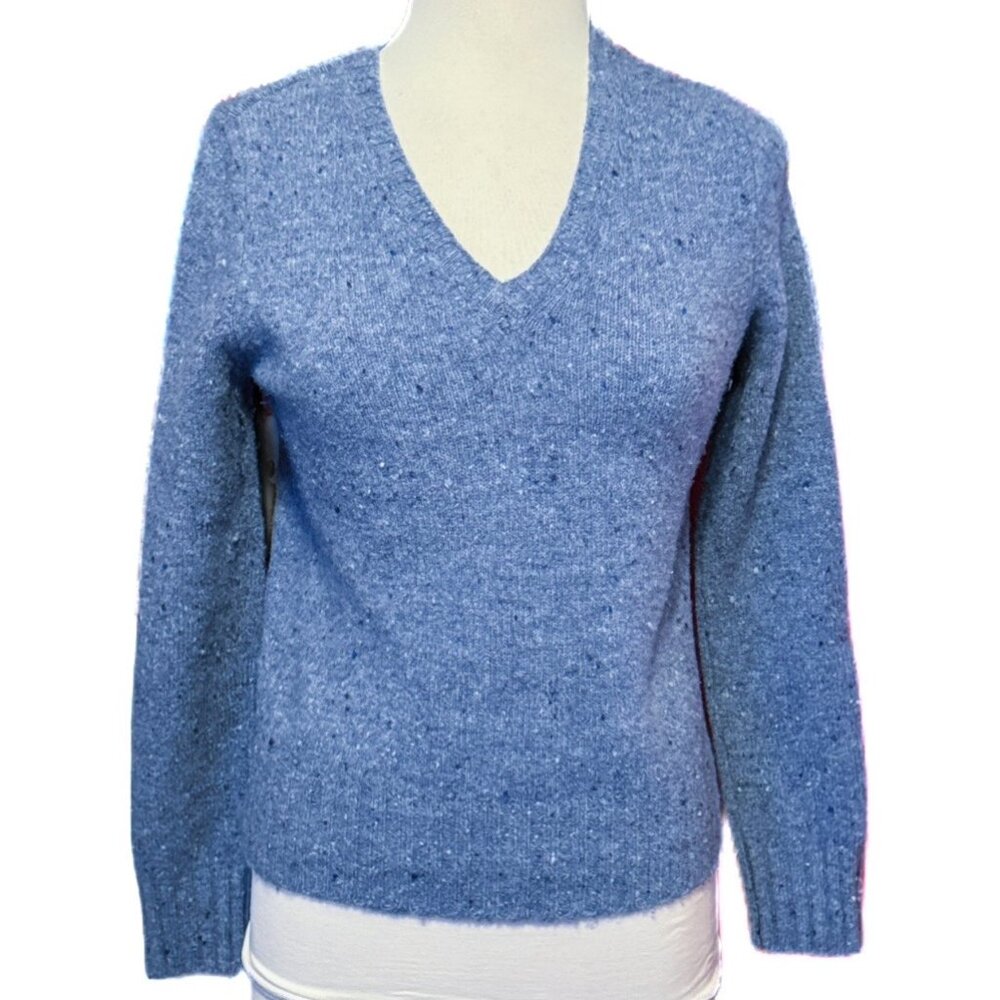 Express MSRP $67 NEW Lambswool Knit Blue Top / Sweater V-neck Long Sleeve MED
